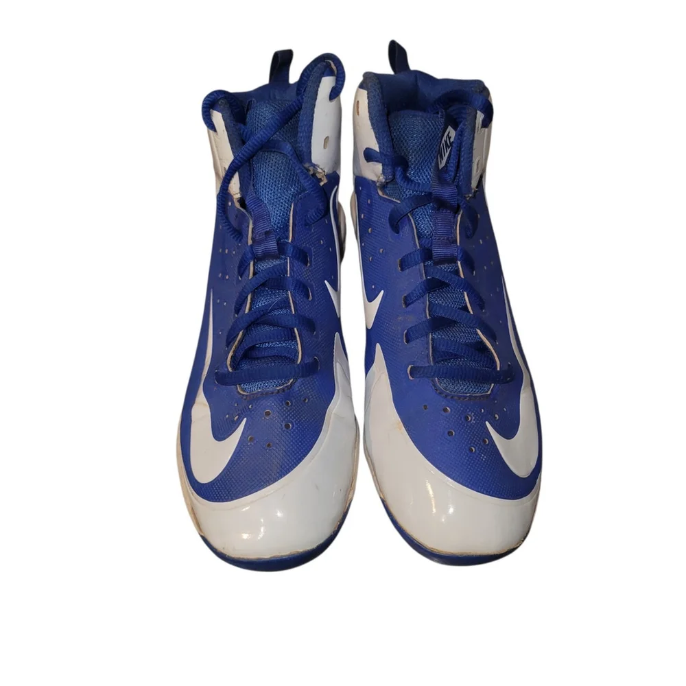 Nike Huaraches Pro Mid White Blue Football Cleats Size Youth 4.5